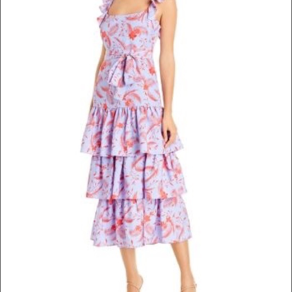 Likely Charlotte Tier Ruffle Dress Peri/Red (0) - Picture 2 of 8